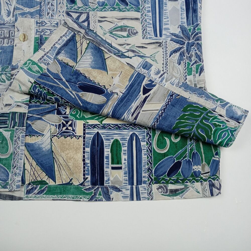 RJC Hawaiian Shirt Reverse Print Made in Hawaii Men's Large Aloha Fish Vintage - Picture 5 of 12
